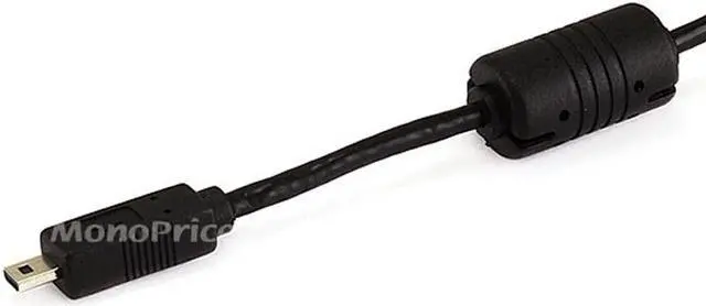 Alt view image 3 of 5 - Monoprice USB Cable - 6 Feet - Black | A to Mini-B 8-Pin with Ferrites for Pentax Panasonic Nikon Digital Camera