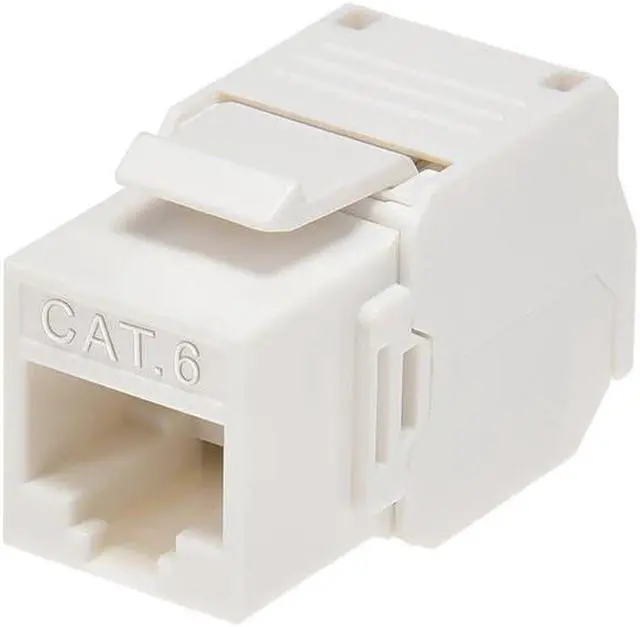 Alt view image 3 of 5 - Monoprice Cat6 RJ45 Toolless 180-Degree Keystone Jack for 22-24AWG Solid Wire, White
