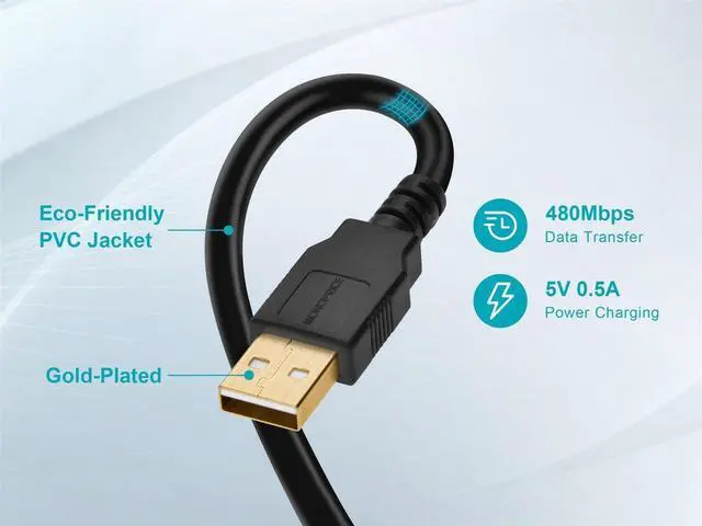 Alt view image 4 of 8 - Monoprice USB 2.0 Cable - 10 Feet - Black | USB Type-A Male to USB Mini Type-B 5-Pin, 28/24AWG, Gold Plated For Digital Camera, Cell Phones, PDAs, MP3 Players, Dash Cam