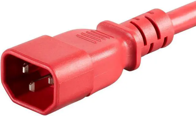Alt view image 5 of 6 - Monoprice 14AWG Heavy-Duty Computer Extension Power Cable / Cord - 3ft - Red 15A 14AWG (IEC-320-C14 to IEC-320-C15)