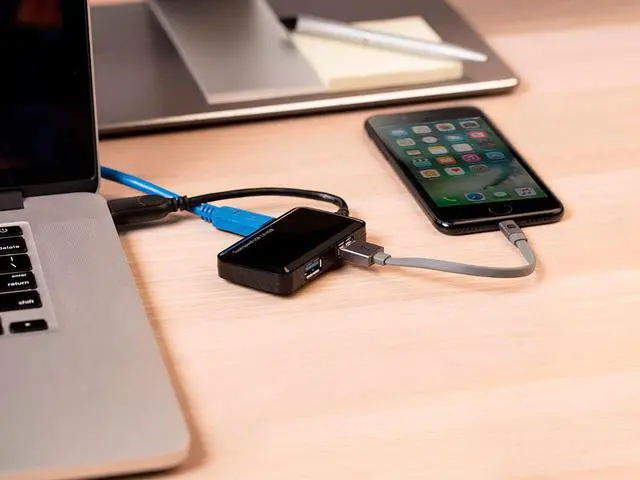 Alt view image 6 of 6 - Monoprice Mini 4-port USB 3.0 Travel Hub