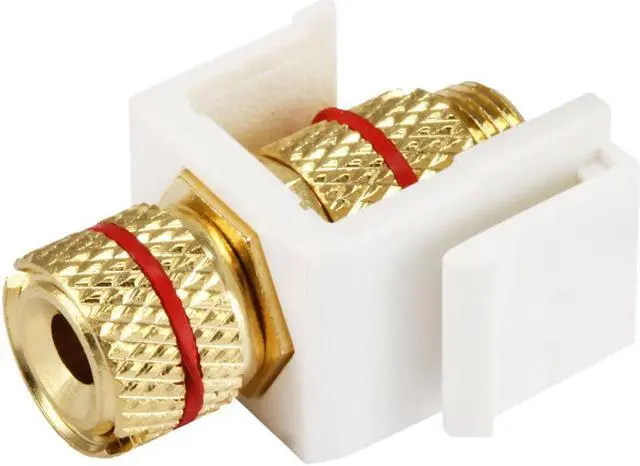 Main image of Monoprice Keystone Jack - Banana Jack, Screw Type With Red Ring - White