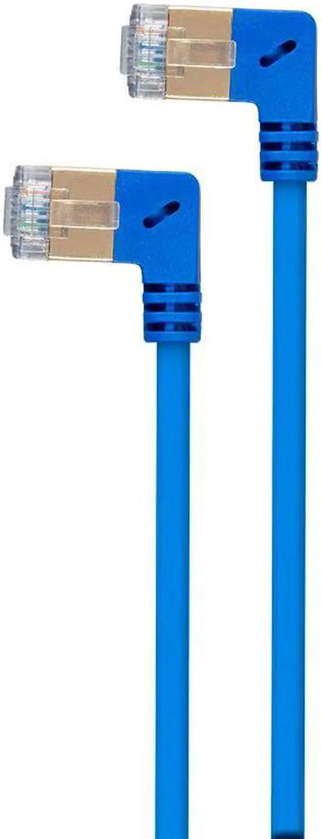 Alt view image 2 of 4 - Monoprice SlimRun Cat6A Ethernet Network Cable/Cord - Blue - 2ft | 90 Degree Angled, 36AWG, S/STP