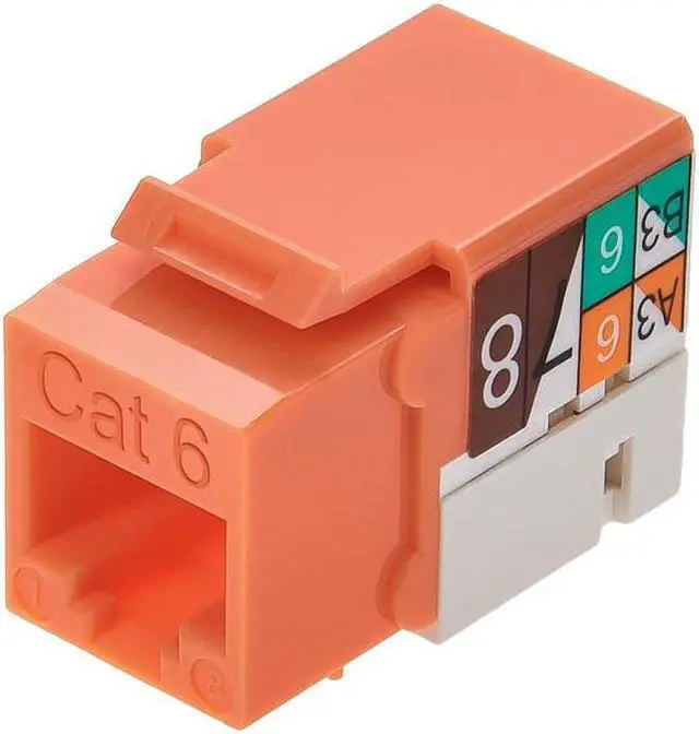 Alt view image 4 of 7 - Monoprice Cat6 Punch Down Keystone Jack for 22-24AWG Solid Wire, Orange