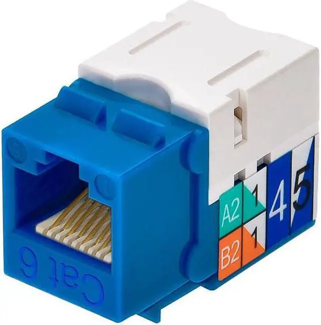 Alt view image 3 of 7 - Monoprice Cat6 Punch Down Keystone Jack - Blue | 110 Type IDC, 90 Degree Connection
