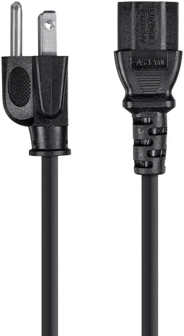 Alt view image 2 of 6 - Monoprice 15ft 16AWG Power Cord Cable w/ 3 Conductor PC Power Connector Socket, 13A (NEMA 5-15P to IEC-320-C13)
