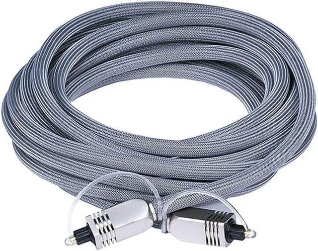 Main image of Monoprice Premium S/PDIF (Toslink) Digital Optical Audio Cable - Silver - 15 Feet | Heavy Duty Mesh Jacket, Metal Connector Heads, For Play Station, Xbox one, Home theater & More Gray
