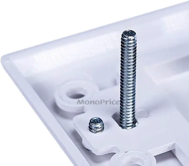 Alt view image 3 of 7 - Monoprice High Quality Banana Binding Post Two-Piece Inset Wall Plate - White - Coupler Type For 2 Speakers