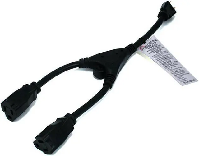 Main image of Monoprice 14inch 14AWG Power Cord Splitter Cable, 15A (NEMA 5-15P to 2x NEMA 5-15R)