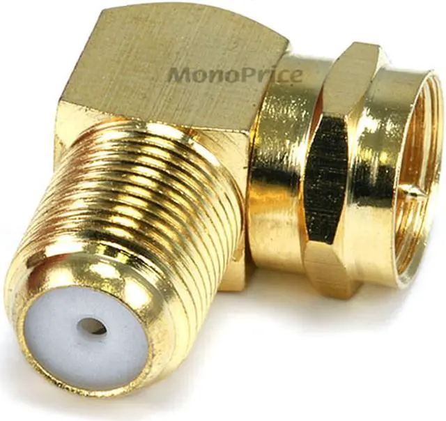 Alt view image 2 of 9 - Monoprice F Type Right Angle Female to Male Adapter - Gold Plated