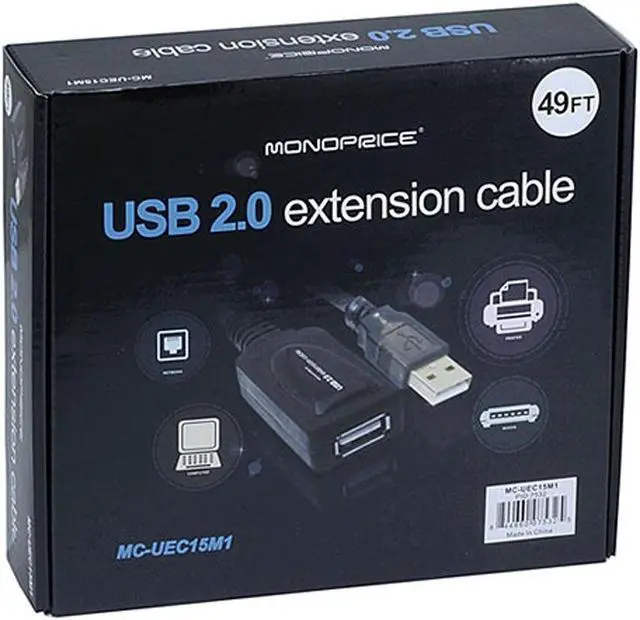 Alt view image 11 of 17 - Monoprice USB Type-A Male to Type-A Female 2.0 Extension Cable - Active, 28/24AWG, Repeater, Kinect, and PS3 Move Compat