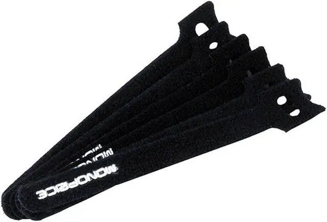 Main image of Monoprice Hook and Loop Fastening Cable Ties, 6in, 100 pcs/pack, Black