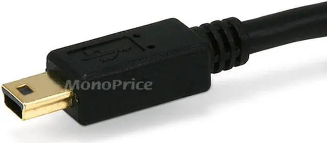 Alt view image 3 of 8 - Monoprice USB 2.0 Cable - 10 Feet - Black | USB Type-A Male to USB Mini Type-B 5-Pin, 28/24AWG, Gold Plated For Digital Camera, Cell Phones, PDAs, MP3 Players, Dash Cam