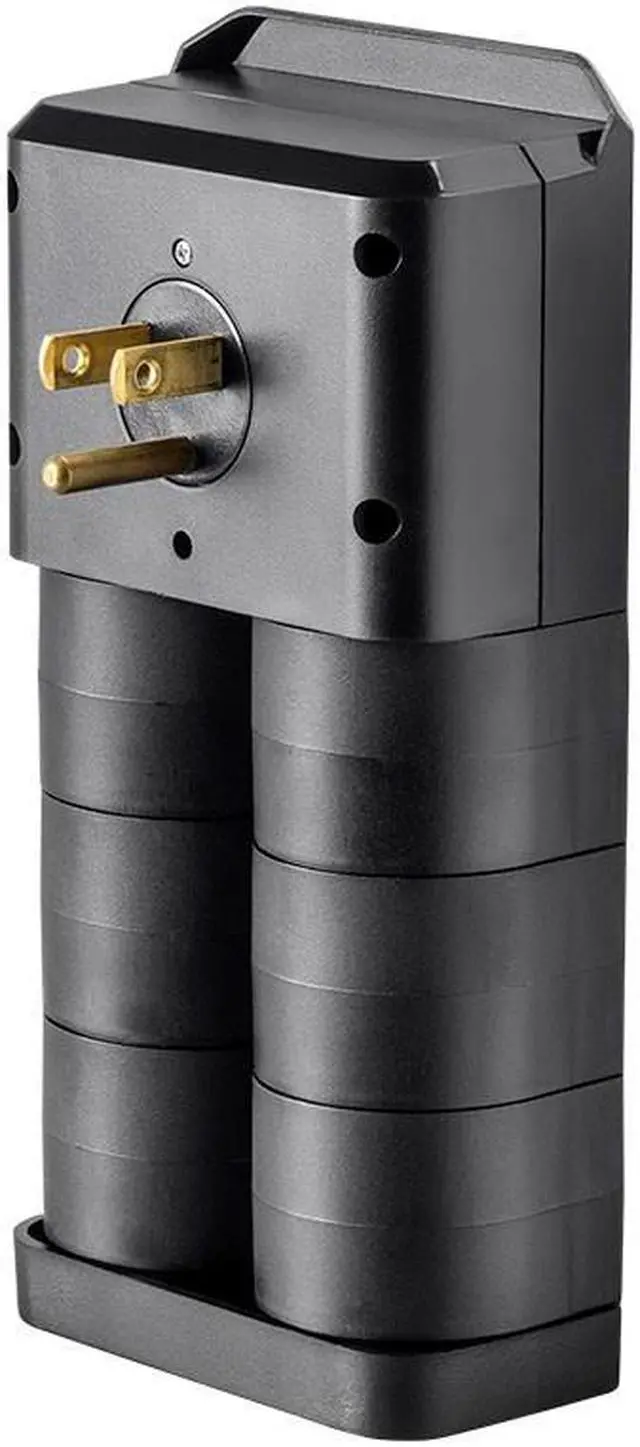 Alt view image 2 of 8 - Monoprice 6 Outlet Rotating Power Surge Protector Wall Tap - Black | UL Rated 2,160 Joules With Grounded And Protected Light Indicator