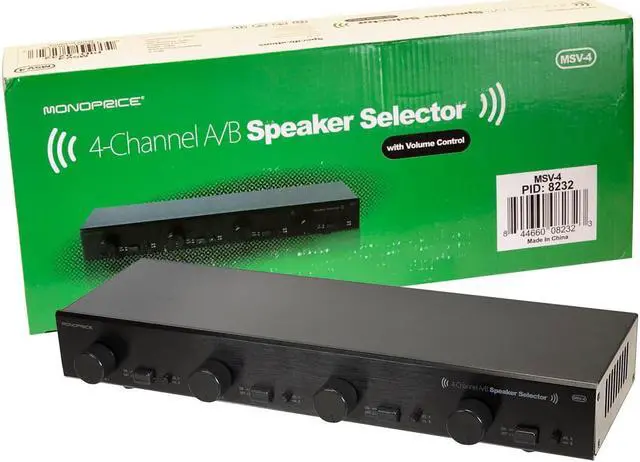 Alt view image 4 of 7 - Monoprice Dual Source 4-Channel A/B Speaker Selector With Volume Control, Up To 100 Watts Per Channel