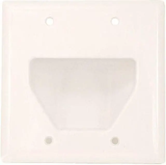 Main image of Monoprice 2-Gang Recessed Low Voltage Cable Wall Plate - White