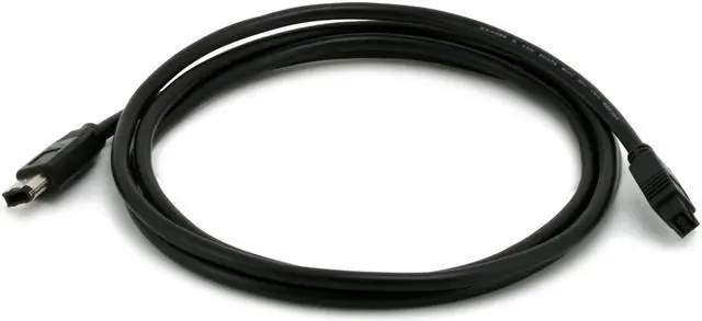 Main image of Monoprice Firewire Cable - 6 Feet - Black | 9-pin to 6-pin Bilingual, USB 2.0 A Male to B Male 24AWG, Gold Plated