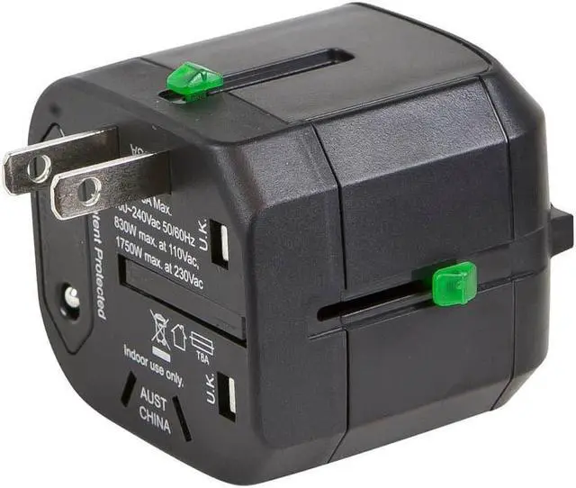 Alt view image 3 of 11 - Monoprice Universal Travel Adapter - Black, For NEMA 1-15 (US), CEE 7/16 Europlug (EU), BS 1363 (UK), AS/NZS 3112 (Australia, New Zealand, China)