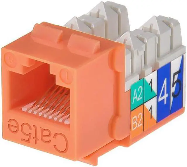 Main image of Monoprice Cat5e Punch Down Keystone Jack for 22-24AWG Solid Wire, Orange