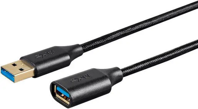 Alt view image 2 of 9 - Monoprice USB & Lightning Cable - 6 Feet - Black | USB 3.0 A Male to A Female Premium Extension Cable