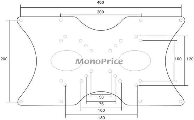 Alt view image 2 of 12 - Monoprice Wall Mount Bracket Universal Adapter (max VESA 400x200)