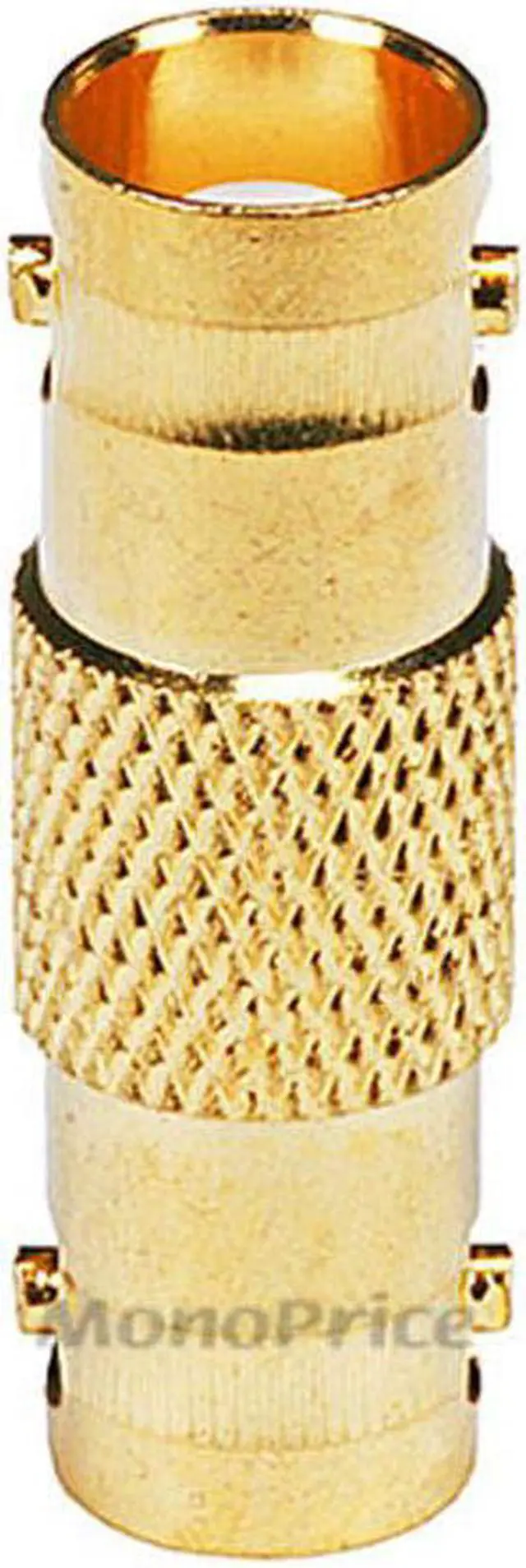 Alt view image 2 of 6 - Monoprice 2-Port Coaxial Audio/Video Adapter, Gold Gold   4128