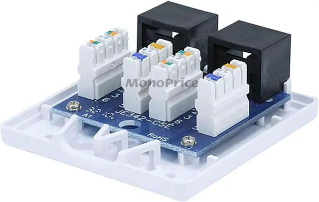 Alt view image 5 of 9 - Monoprice 2-port Cat5e Surface Mount Box - White
