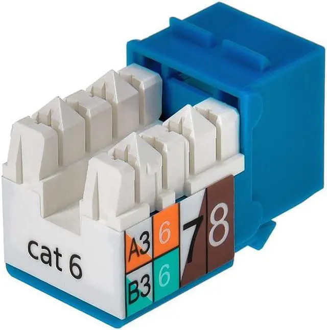 Alt view image 2 of 7 - Monoprice Cat6 Punch Down Keystone Jack - Blue | 110 Type IDC, 90 Degree Connection
