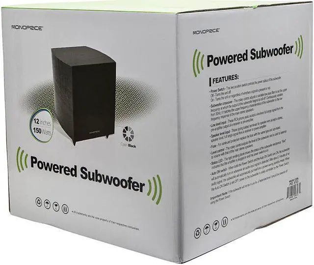 Alt view image 6 of 16 - Monoprice 12-inch 150-watt Powered Subwoofer - Black