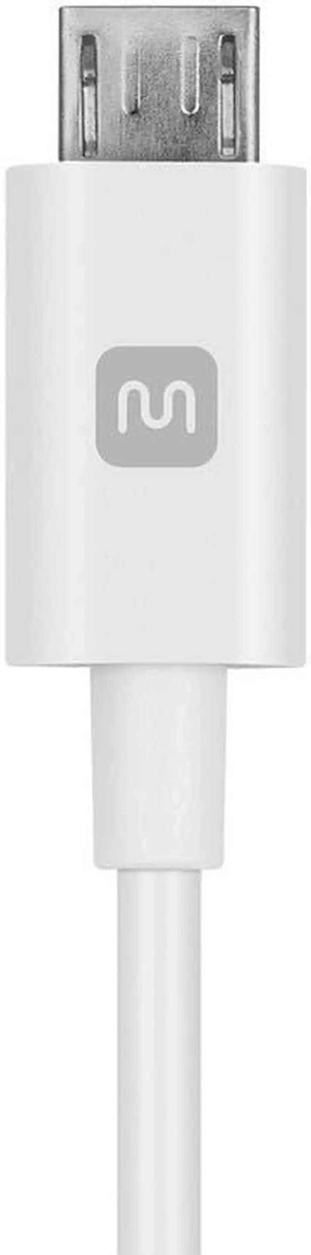 Alt view image 5 of 7 - Monoprice USB-A to Micro B Cable - 6 Feet - White, Polycarbonate Connector Heads, 2.4A, 22/30AWG - Select Series