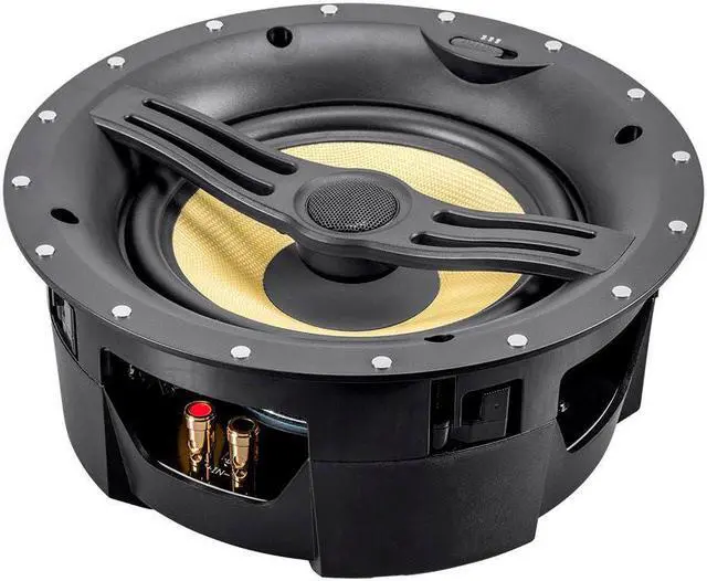 Main image of Monoprice 2-Way Aramid Fiber Back Ceiling Speakers - 8 Inch - Black With Covered Crossover (Pair), Removable And Paintable Grille