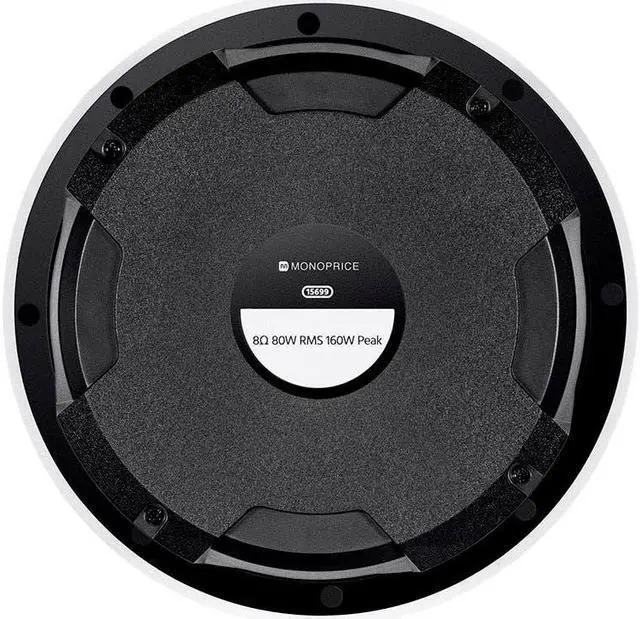Alt view image 5 of 15 - Monoprice 2-Way Aramid Fiber Back Ceiling Speakers - 8 Inch - Black With Covered Crossover (Pair), Removable And Paintable Grille
