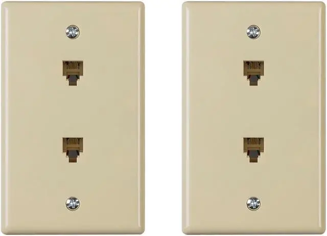 Alt view image 3 of 4 - Monoprice Duplex Phone Jack Plate - Ivory (2 pack) | Terminating 4-conductor (4P4C) Phone Lines