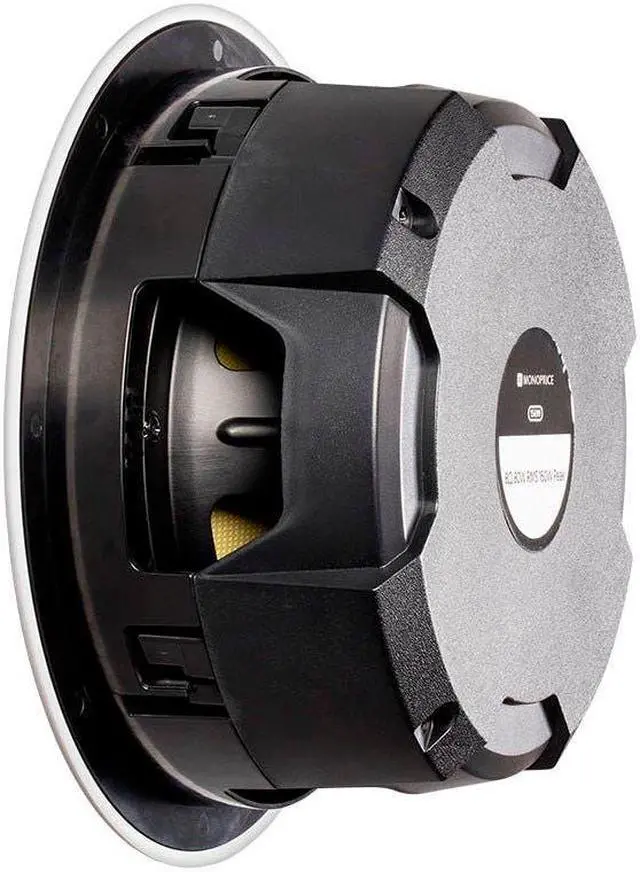 Alt view image 6 of 15 - Monoprice 2-Way Aramid Fiber Back Ceiling Speakers - 8 Inch - Black With Covered Crossover (Pair), Removable And Paintable Grille