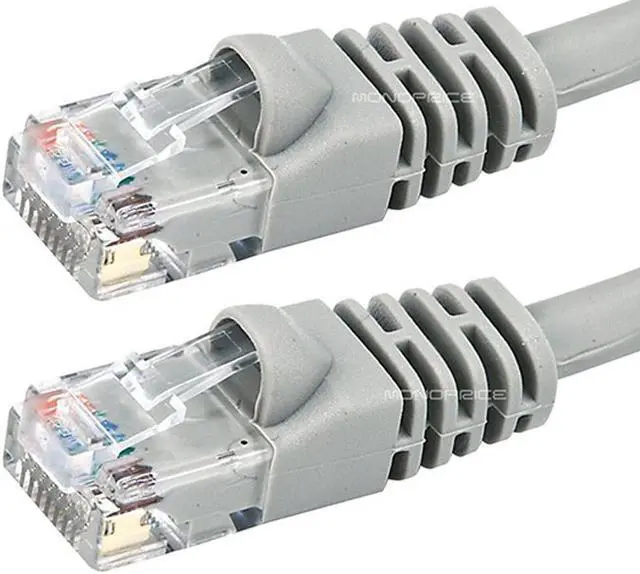 Alt view image 3 of 8 - Monoprice Cat6 Ethernet Patch Cable - Network Internet Cord - RJ45, Stranded, 550Mhz, UTP, Pure Bare Copper Wire, 24AWG, 1ft, Gray