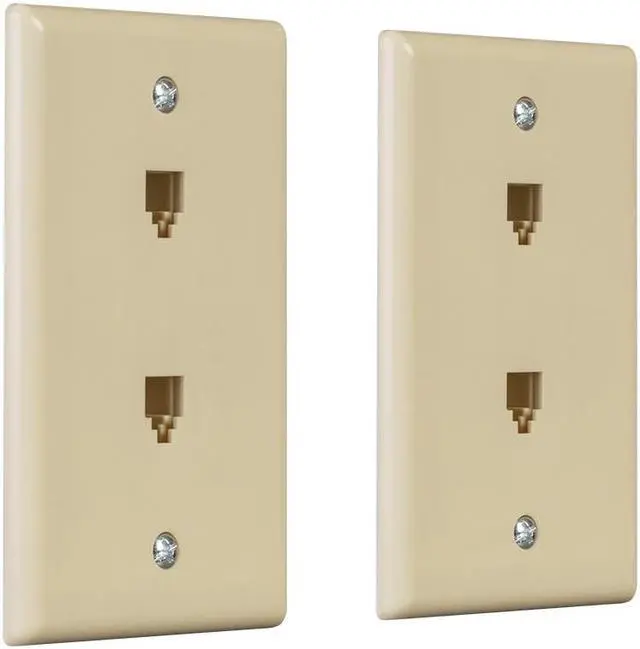 Alt view image 2 of 4 - Monoprice Duplex Phone Jack Plate - Ivory (2 pack) | Terminating 4-conductor (4P4C) Phone Lines