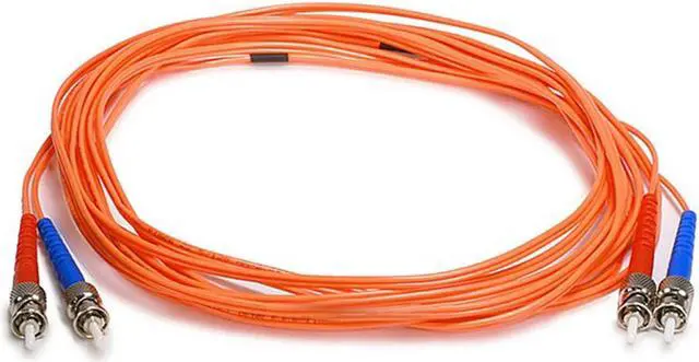 Main image of Monoprice Fiber Optic Cable - 5 Meter - Orange | ST/ST, UL, 62.5/125 Type, MultiMode, Corning, OFNR Jacket (Optical Fiber, Non-conductive, Riser)