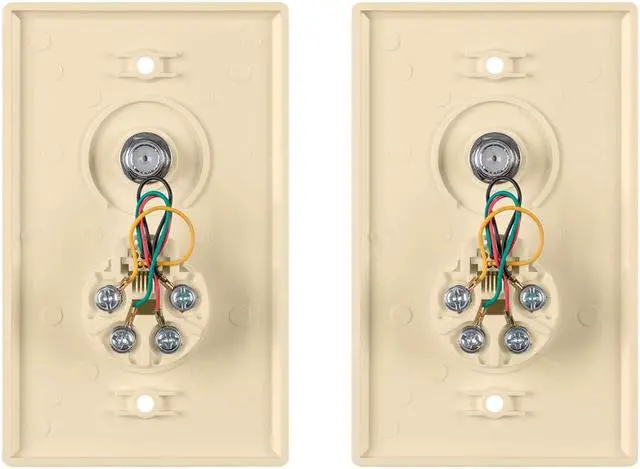 Alt view image 4 of 5 - Monoprice Combo Phone/Video Jack Plate, Ivory, 2-pack