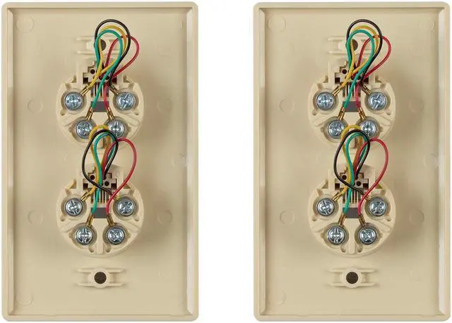Alt view image 4 of 4 - Monoprice Duplex Phone Jack Plate - Ivory (2 pack) | Terminating 4-conductor (4P4C) Phone Lines