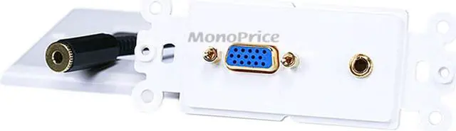 Alt view image 3 of 5 - Monoprice Gold Plated SVGA + 3.5mm Stereo Audio Coupler Wall Plate