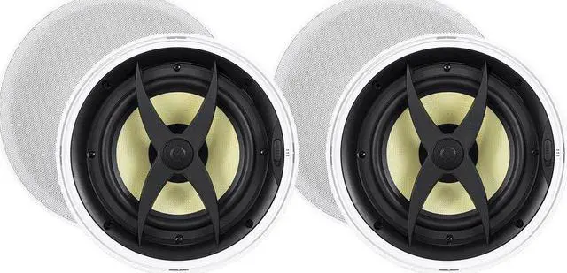 Main image of Monoprice 2 Way In-Ceiling Speakers - 8 Inch (Pair) With Aramid Fiber And Titanium Silk Drivers - Caliber Slim Series