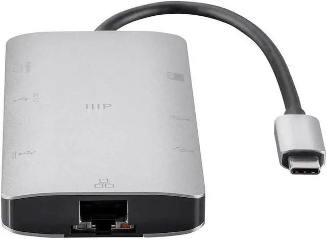 Alt view image 3 of 13 - Monoprice USB-C To HDMI Adapter - Aluminum Body With Gigabit Ethernet, 3-Port USB 3.0, SD/MicroSD Reader, USB-C 100W, Power Delivery 3.0 Ports
