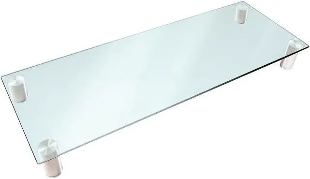 Main image of Monoprice Multimedia Riser Desktop Monitor Stand - Clear Glass, Large 30.8 x 11 Inches - Workstream Collection
