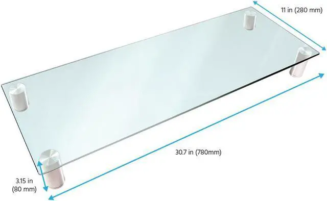 Alt view image 5 of 18 - Monoprice Multimedia Riser Desktop Monitor Stand - Clear Glass, Large 30.8 x 11 Inches - Workstream Collection