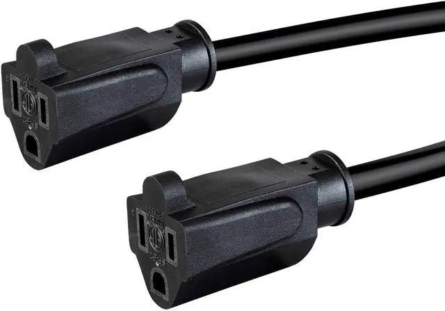 Alt view image 3 of 6 - Monoprice Splitter Power Cord - 1.5 Feet - Black, NEMA 5-15P to 2x NEMA 5-15R, 16AWG, 13A, SJT, 120V