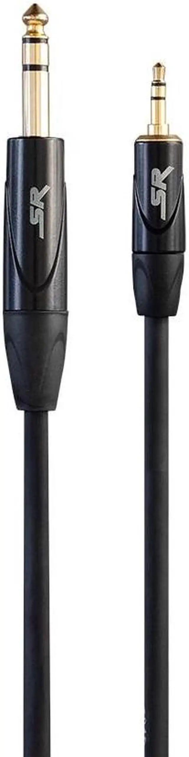 Alt view image 2 of 6 - Monoprice1/4in TRS Male Connector to 1/8in TRS Male Connector - 6 Feet - Black, Heavy Gauge 24AWG On Tour Cables, Gold Plated Connectors - Stage Right Series