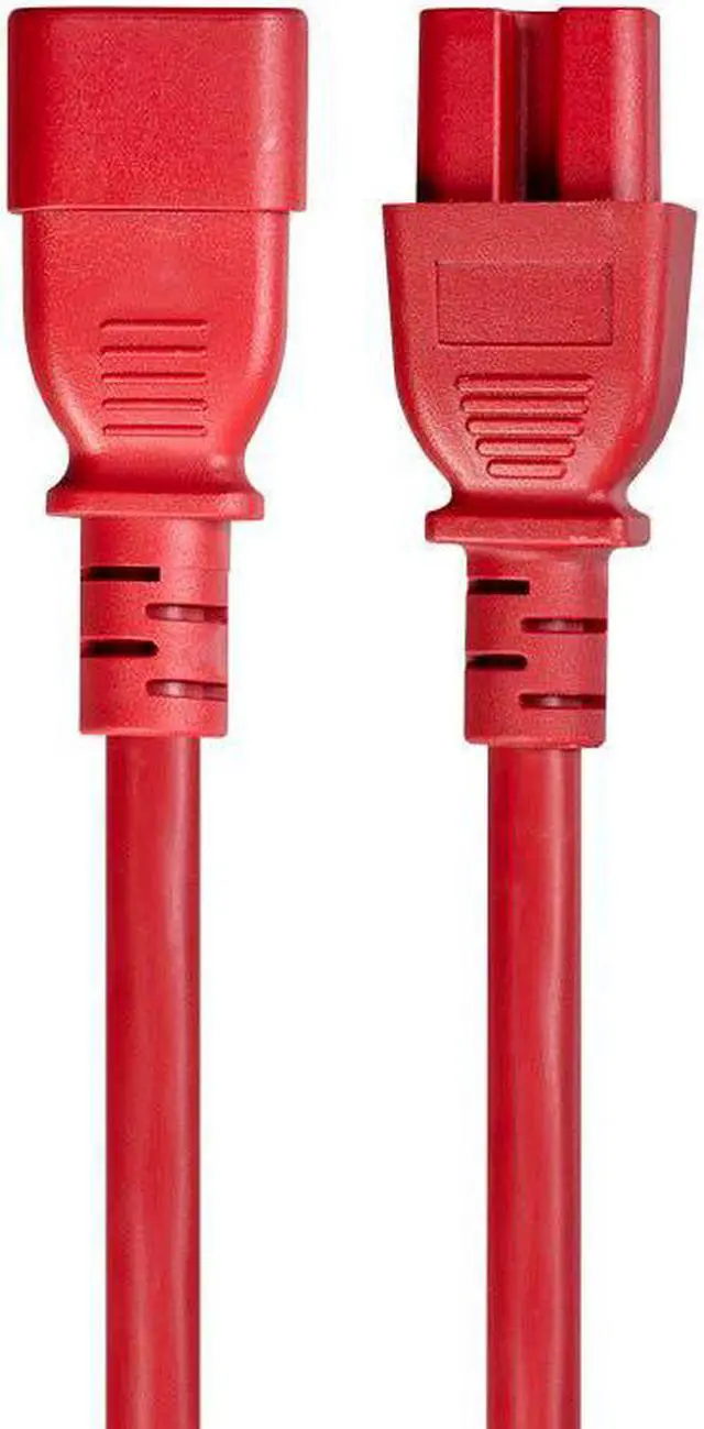 Main image of Monoprice 14AWG Heavy-Duty Computer Extension Power Cable / Cord - 3ft - Red 15A 14AWG (IEC-320-C14 to IEC-320-C15)