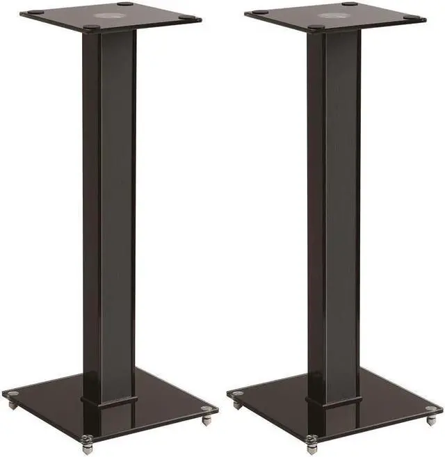 Main image of Monoprice Elements Speaker Stand - 28 Inch (Pair) With Cable Management, Strong Tempered Glass Base With Floor Spikes