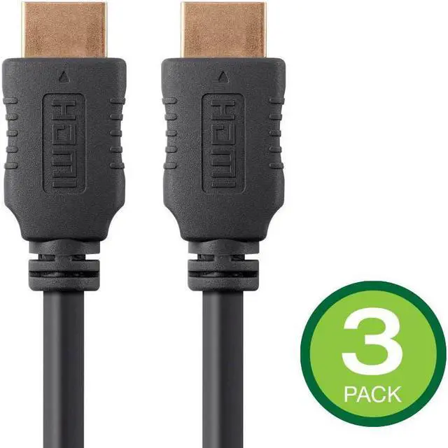 Main image of Monoprice HDMI Cable - 25 Feet - Black (3-Pack) High Speed, 4K@60Hz, HDR, 18Gbps, YCbCr 4:4:4, 26AWG,Compatible with UHD TV and More - Select Series