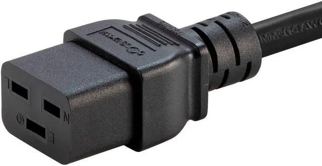 Alt view image 5 of 6 - Monoprice Heavy Duty Extension Cord - 10 Feet - Black, IEC 60320 C20 to IEC 60320 C19, 12AWG, 20A, SJT, 250V, For Powering Servers, Routers, and Other High-Output Network Devices